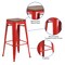 Merrick Lane Dalton Series Backless Metal Dining Stool with Wooden Seat for Indoor Use